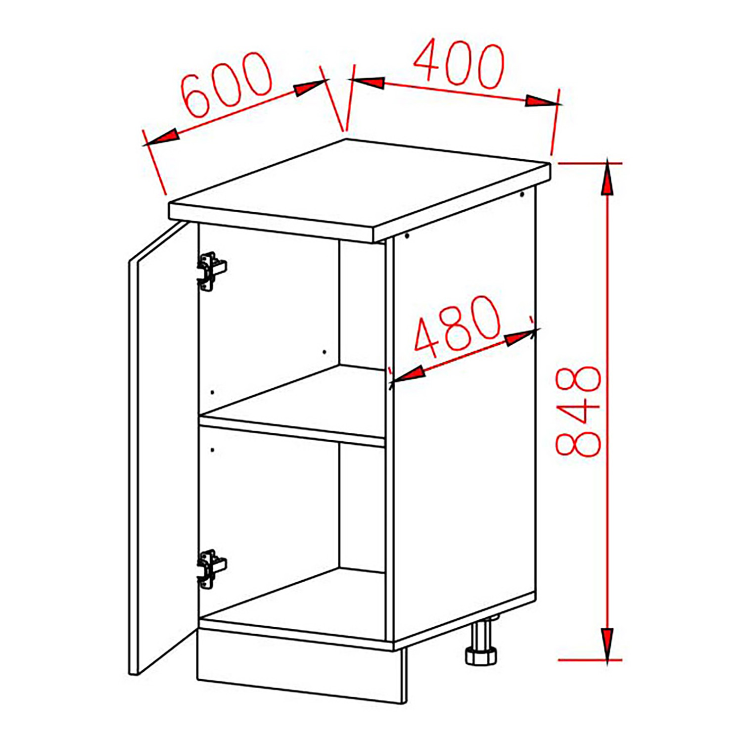 Шкаф напольный 400х850х600 мм BROZEX-WOOD Melissa, с дверцей, светло-бежевый