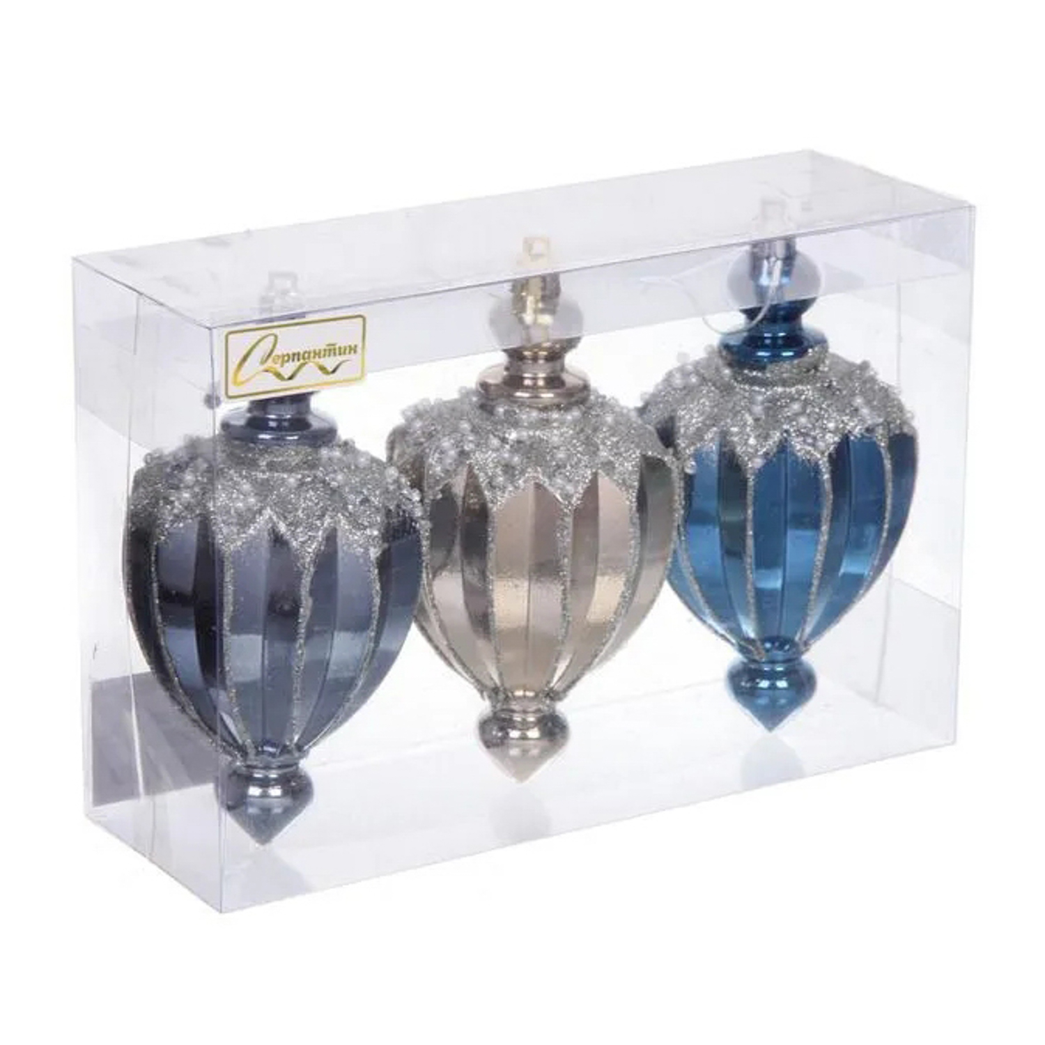 Набор украшений SHINE "Highlights" 12х7 см (3 шт.), night blue/champagne silver/grey