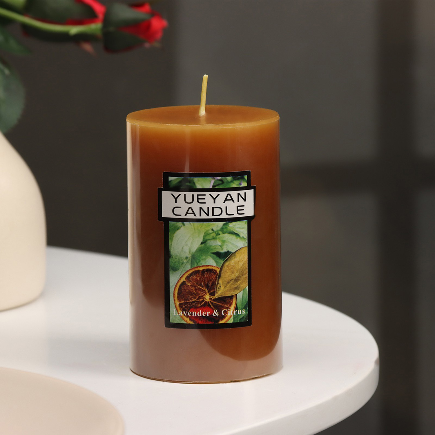 Свеча-цилиндр ароматическая "Лаванда и цитрус", 6х10 см   9667606