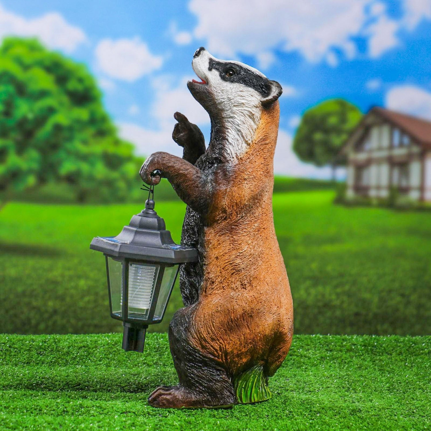 Садовый фонарь "Барсук с фонарем" 16х18х42см   4160840