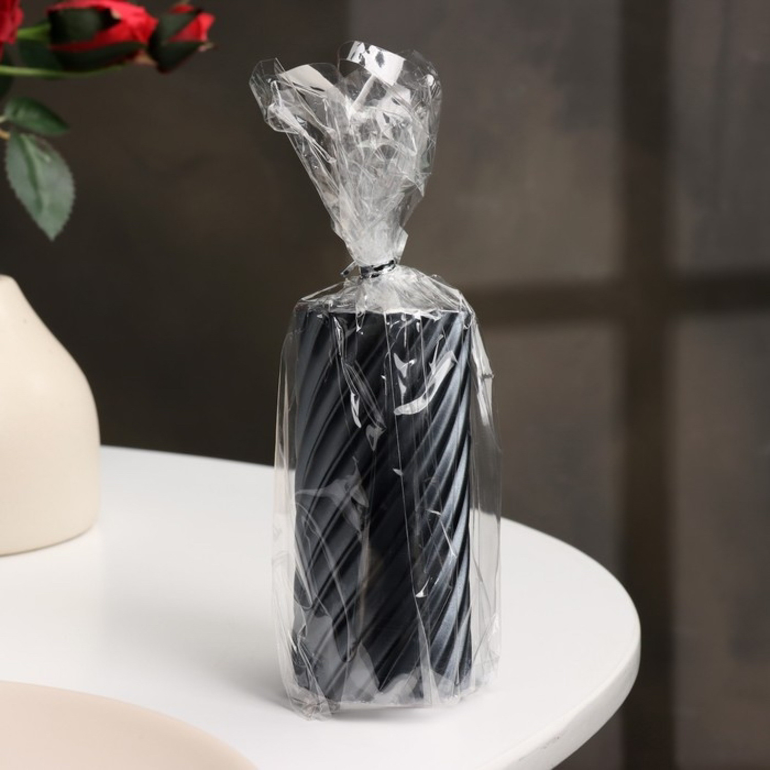 Свеча-цилиндр "Спираль", 5х10 см, пальмовый воск, мокрый асфальт, 6 ч 9889557