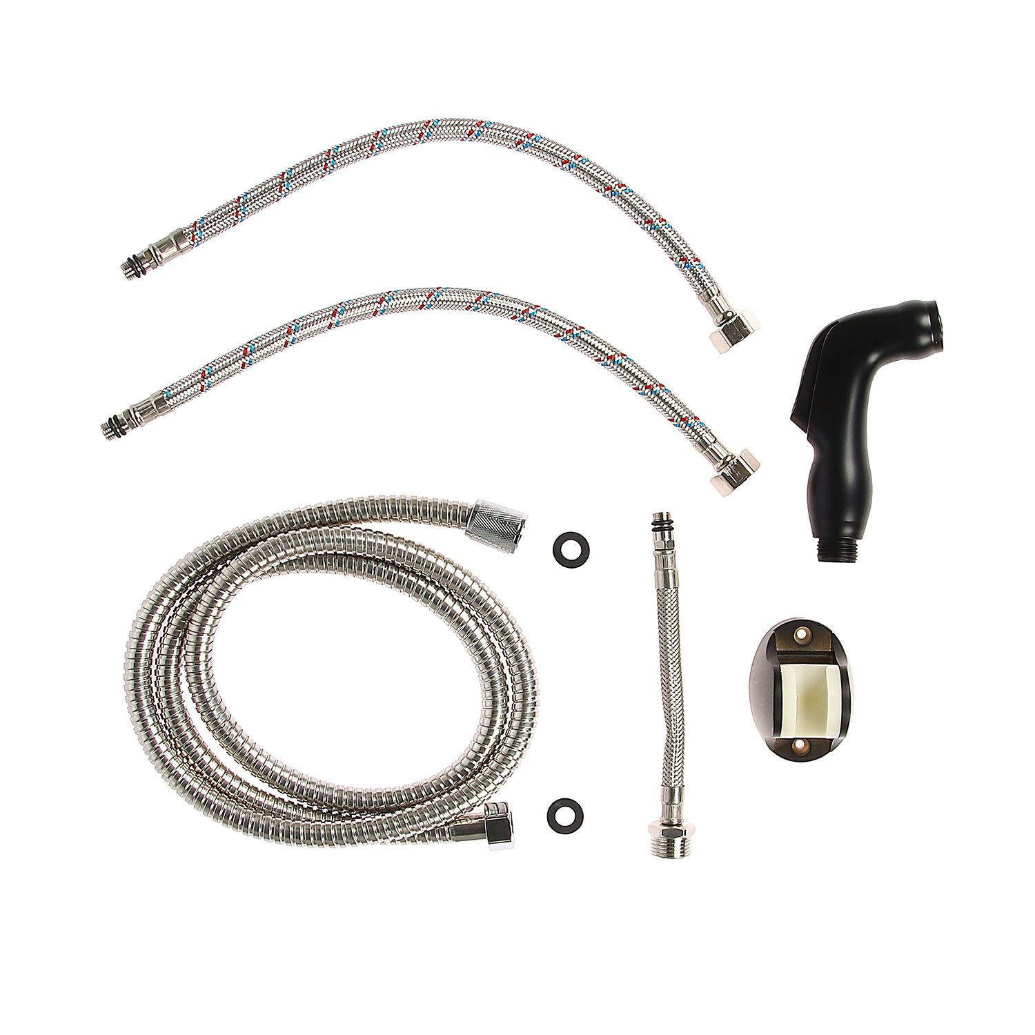 Смеситель для умывальника Potato P12292BL с гигиенической лейкой, черный матовый *1/10