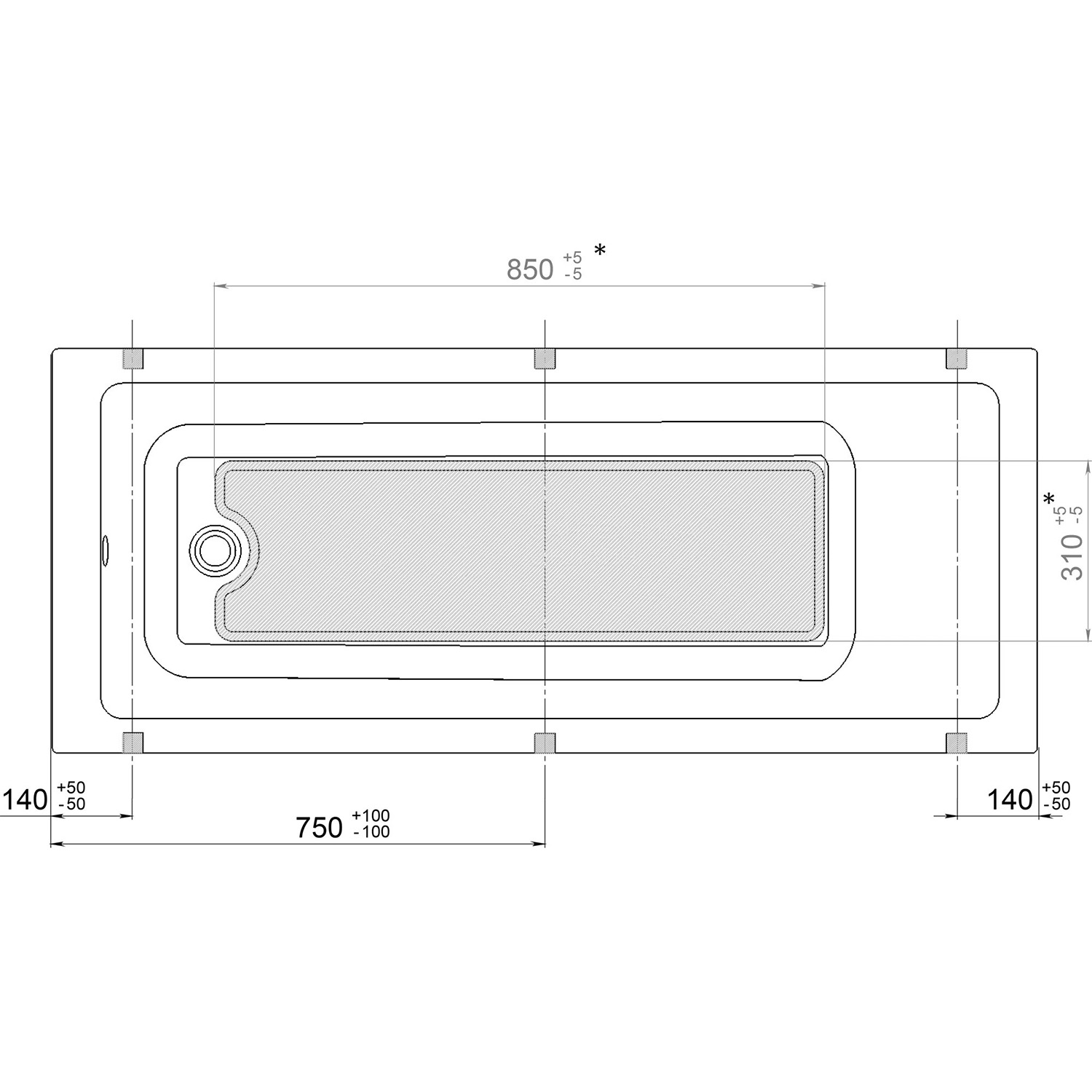 Ванна акриловая 150x70 см Triton Аура, универсальная, без ножек