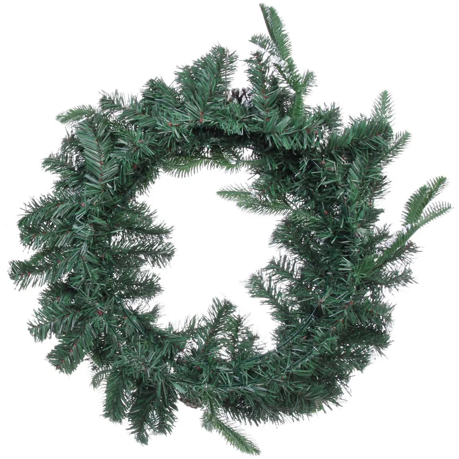 Венок хвойный "Иней" d-60 см, ПВХ, литой ПВХ, шишки, белый иней