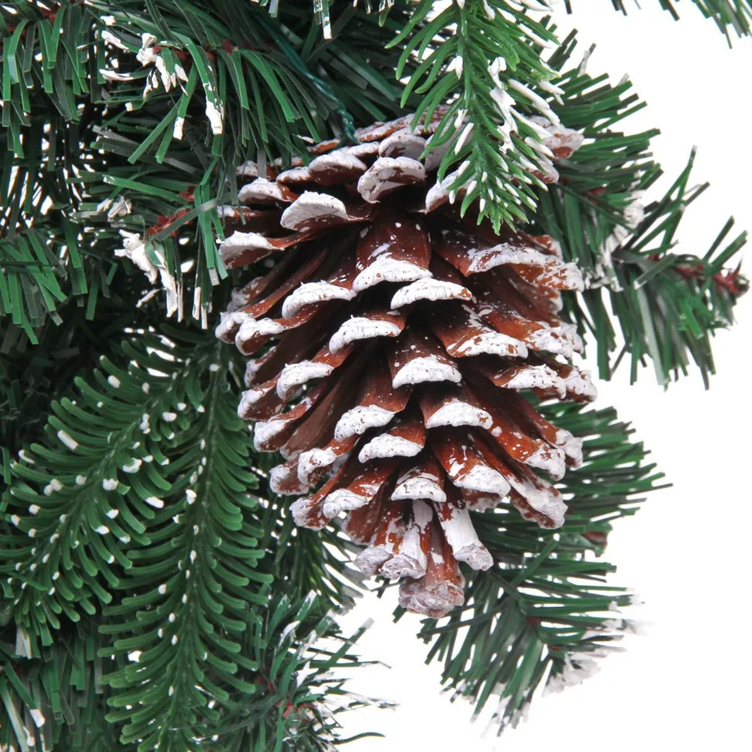 Венок хвойный "Иней" d-60 см, ПВХ, литой ПВХ, шишки, белый иней