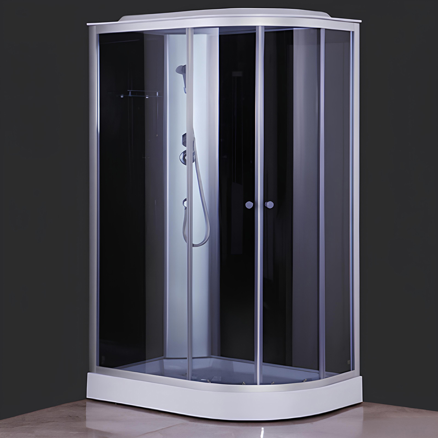 Кабина душевая 120х80х215 см Verner Sanitary Ware, низкий поддон, стекло прозрачное, левосторонняя, белый