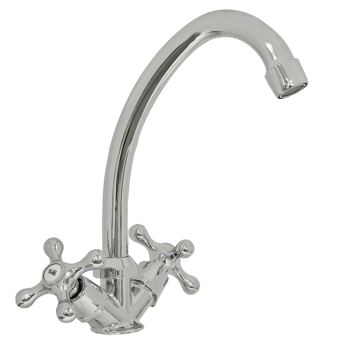 Смеситель для кухни Roegen RP021A, высокий излив, двухвентильный