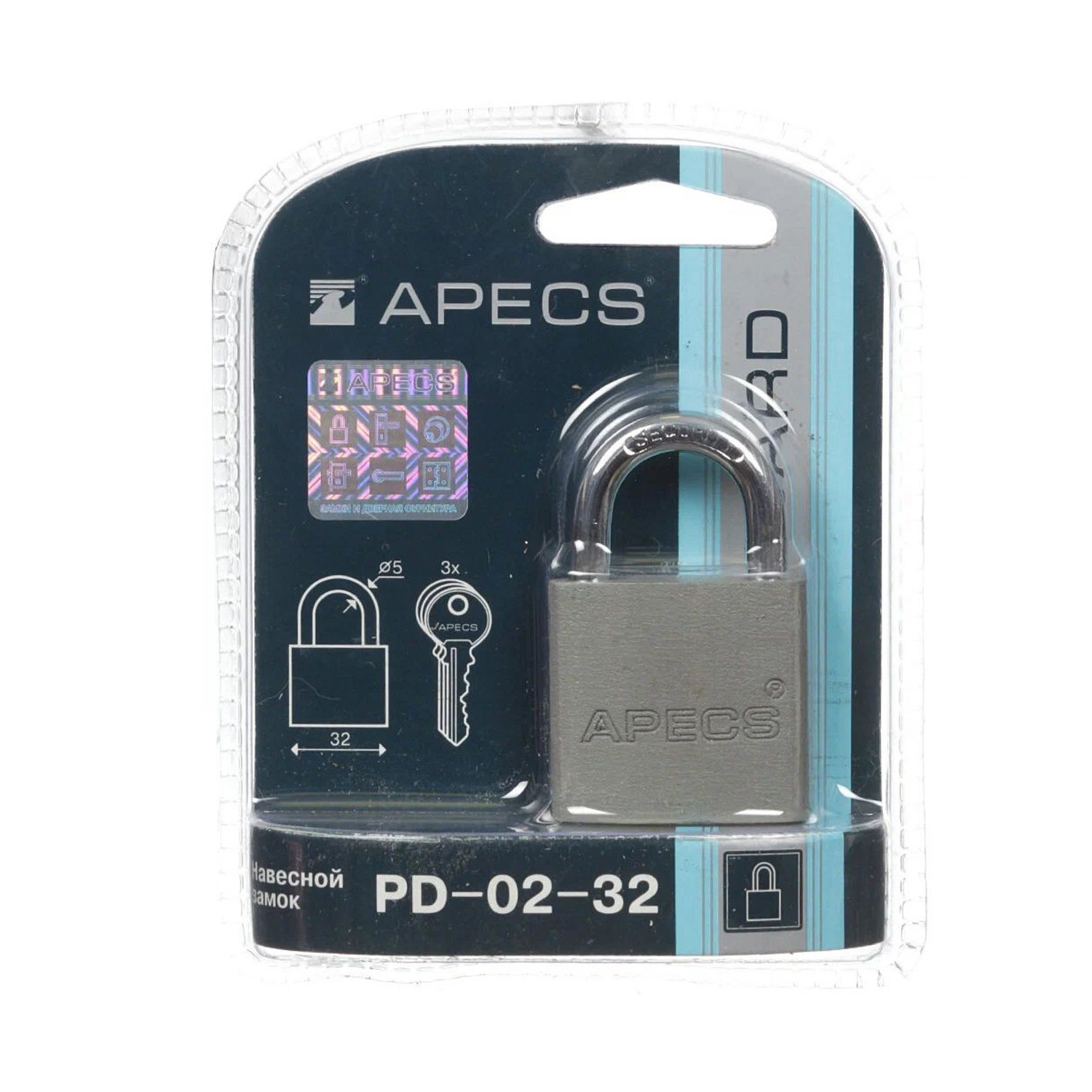 Замок навесной Апекс PD-02-32 32 мм (МВС-123) блистер *1/12/300 Замок навесной Апекс PD-02-32 32 мм (МВС-123) блистер *1/12/300
