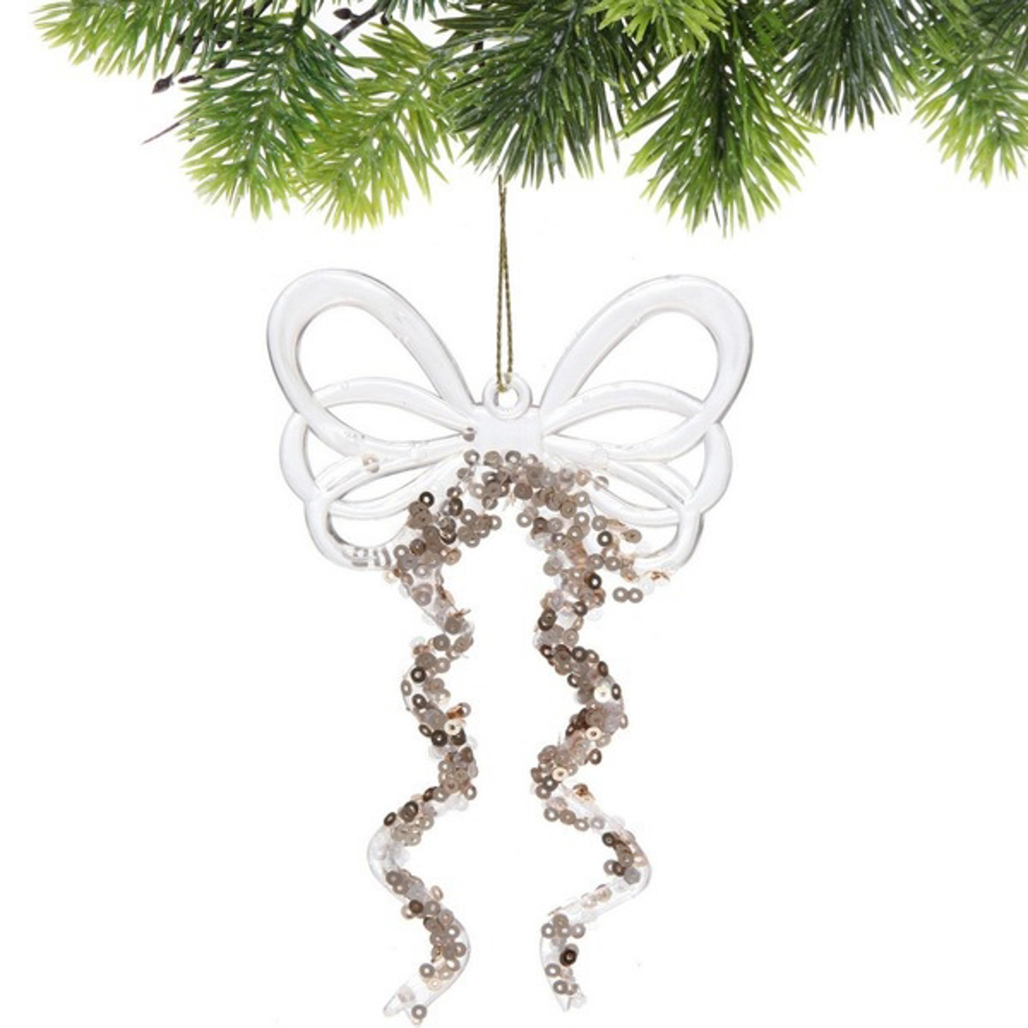 Подвеска "Сказочные блики" 8,,5*14 см, Белый/Золотой блеск