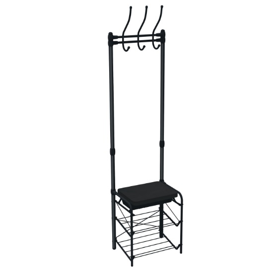 Вешалка напольная "Прихожая" "Ника" с полк.д/обуви,ш.0,48м,в.1,75м,гл.0,34м Черный ВПШ3/Ч-К *1 Вешалка напольная "Прихожая" "Ника" с полк.д/обуви,ш.0,48м,в.1,75м,гл.0,34м Черный ВПШ3/Ч-К *1