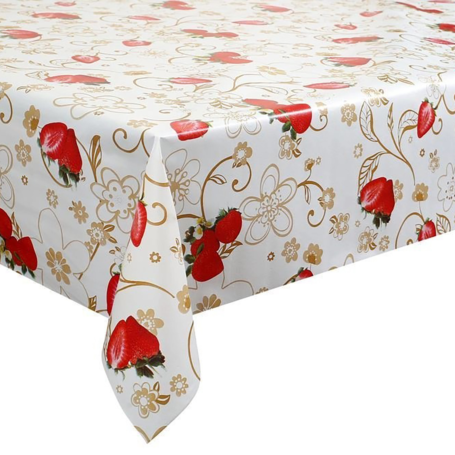 яяяКлеёнка на нетканой основе "Great Way" "Верона" "Клубника на белом" шир.1,37 GW-21197 *30