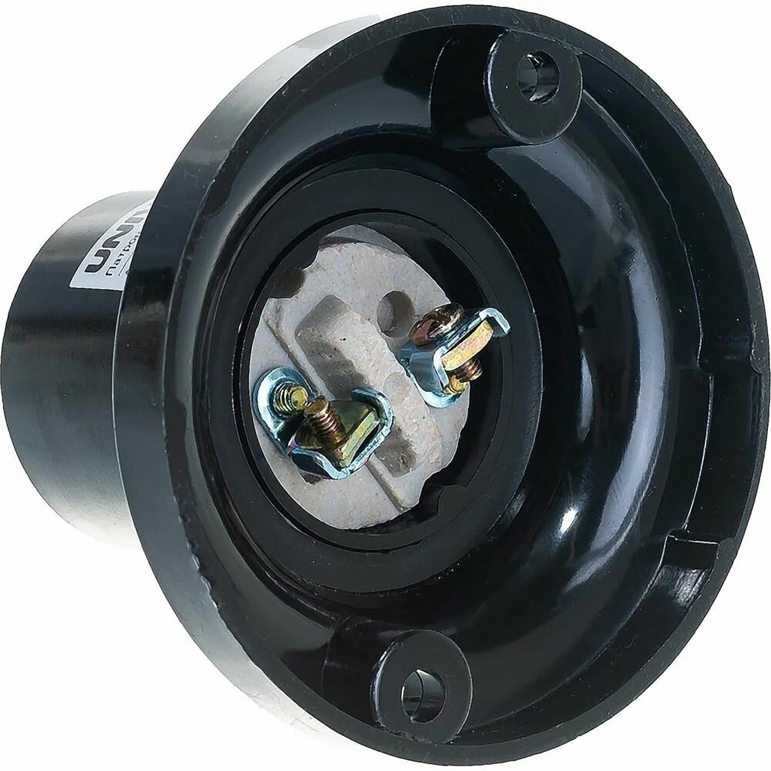 Патрон карболитовый E27 потолочный 4А 250В с этикеткой черн. UNIVersal 5565303