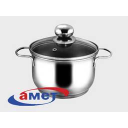 Кастрюля нерж. 1,0л "Классика-Прима" с Теплораспр.дн., d16см Стек.кр. прут.р.1с750 (Аша) *1/8