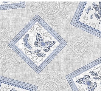 Клеёнка на нетканой основе "Мажор" "Салфетки с бабочками" голуб. шир.1,35м 640/1 "Колорит" *20