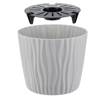 Кашпо пластм. "Волна" 2.0л d верха 160мм h135мм  с съем дрен.решеткой Белое М3188 ("М-П.")*1/12