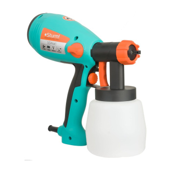 Краскопульт электрич. 400Вт 700мл/м вязк.кр 35DIN/сек сопло2,8мм бак0,8л SG9641 STURM *1/4 Краскопульт электрич. 400Вт 700мл/м вязк.кр 35DIN/сек сопло2,8мм бак0,8л SG9641 STURM *1/4
