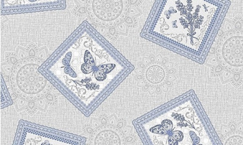 Клеёнка на нетканой основе "Мажор" "Салфетки с бабочками" голуб. шир.1,35м 640/1 "Колорит" *20