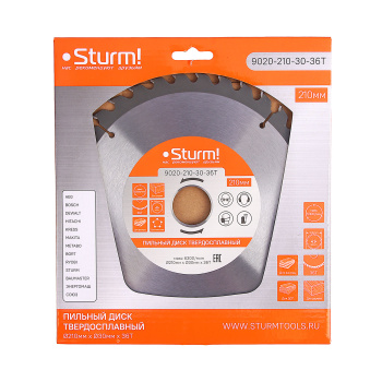 Диск пильный 210*30,0мм 36 зубьев по дереву (9020-210-30-36Т) Sturm *1/10/40 Диск пильный 210*30,0мм 36 зубьев по дереву (9020-210-30-36Т) Sturm *1/10/40