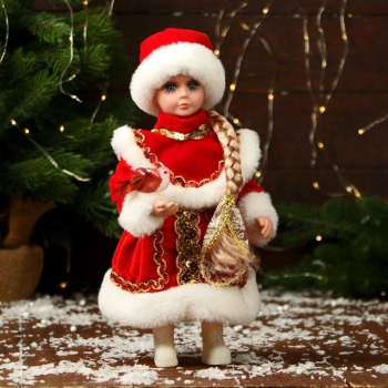 Снегурочка "В пышной шубке" 14х30 см, красный 6939423