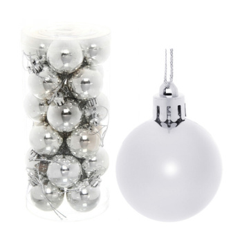 Набор новогодних шаров "Глянец", диаметр 4 см, 24 шт., серебро Набор новогодних шаров "Глянец", диаметр 4 см, 24 шт., серебро