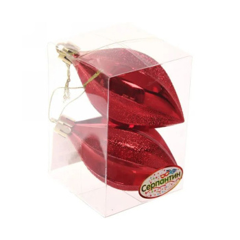 Ёлочные игрушки "Таинственное очарование" Капля 8 см (набор 2шт), красный Ёлочные игрушки "Таинственное очарование" Капля 8 см (набор 2шт), красный