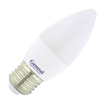 Лампа светодиодная 7W Е27 свеча 4,5К холодный CF GENERAL 650100 *10/100
