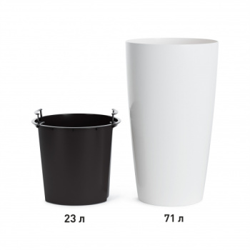 Кашпо пластм. "Рондо" высокое 71л d 400мм h755мм, со вставкой 23л Белый М8877 (ЗПИ "Альт.") *1 Кашпо пластм. "Рондо" высокое 71л d 400мм h755мм, со вставкой 23л Белый М8877 (ЗПИ "Альт.") *1