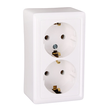 Розетка "Хит" ОП 2-мест. белая з/к РА16-234(238)-б *10/84