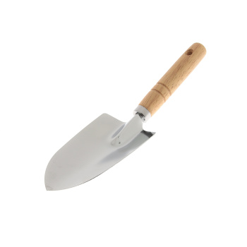 Совок посадочный L-275, широкий, нерж покр, дерев ручка (0532-1) ЦИ    *124144