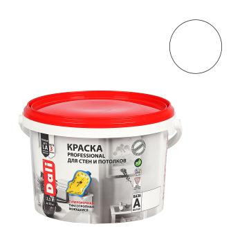 Краска акриловая для стен и потолков 2,5 л ДАЛИ PROFESSIONAL моющаяся матовая База А *1/120