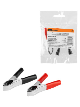 Зажим "крокодил" ЗК 30А 75мм красн/черн (2шт) TDM SQ0541-0023 *1/10/