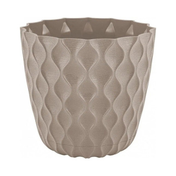 Кашпо пластм. "Wave"  2,5л d верха 175мм h160мм с поддоном Французский платан IG650210105 *1/12