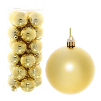 Набор новогодних шаров "Глянец", диаметр 4 см, 24 шт., золото Набор новогодних шаров "Глянец", диаметр 4 см, 24 шт., золото