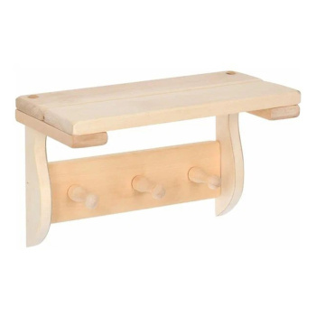 Полка с вешалкой, 3 рожка, 29х18х14 см, липа "Банные штучки"/4