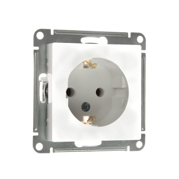 Механизм розетки "ATLAS DESIGN" 1-м белый c заземлением 16А SchE ATN000143   *20/160