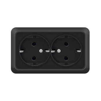 Розетка "Олимп" ОП 2-мест. черный с/з 16А IP20 UNIVersal 2216 *10/200
