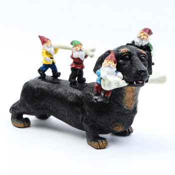 Садовая фигура "Такса с гномами" 20х9х15см   10815589