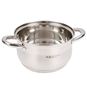 Кастрюля нерж. "Катунь" "Диана" 2,5л d18см термораспред. дно, Стекл. кр. KT01-D-22 *1/8