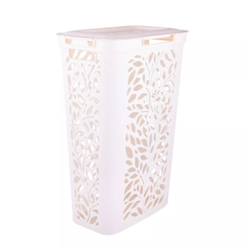 Корзина для белья пластм. 40л "Leaves" 635x275x440мм Молочный 49424 ("Плимербыт") *1/4