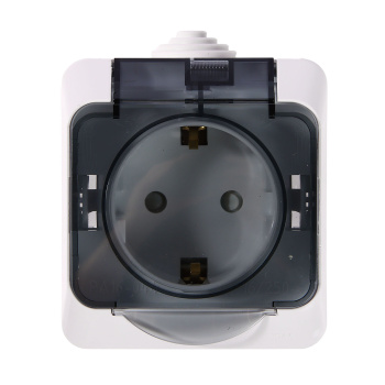 Розетка "Этюд" ОП 1-мест. белая с з/к з/ш влагозащ. IP44 РА16-044 *1/12