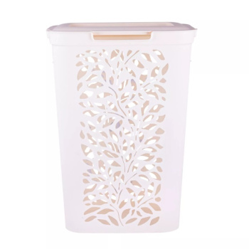 Корзина для белья пластм. 40л "Leaves" 635x275x440мм Молочный 49424 ("Плимербыт") *1/4