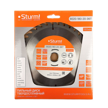 Диск пильный 180*20,0мм 36 зубьев по дереву (9020-180-20-36Т) Sturm *1/50 Диск пильный 180*20,0мм 36 зубьев по дереву (9020-180-20-36Т) Sturm *1/50