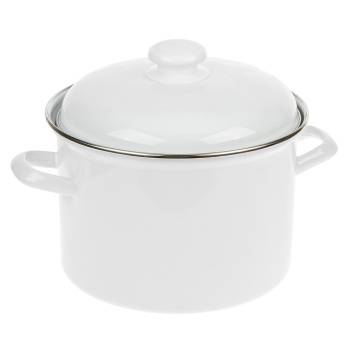 Кастрюля эмалированная 4,5л d200мм металл.кр.с пл.р.,об.нерж., с деколью С-1615АП2/4 *1/4