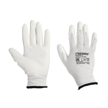 Перчатки рабочие полиэстер, с полиуритановым обливом, Белые, р-р 9(L) PSV036P "Fiberon" *1/12/120
