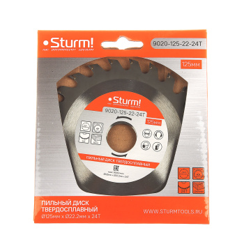 Диск пильный 125*22,2мм 24 зубьев по дереву (9020-125-22-24Т) Sturm *1/50 Диск пильный 125*22,2мм 24 зубьев по дереву (9020-125-22-24Т) Sturm *1/50