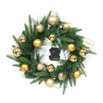 Венок хвойный "Сказочное чудо" d-40 см, ПВХ, литой ПВХ, Золото