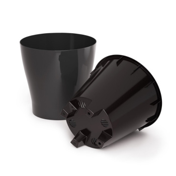 Кашпо пластм. "Лея" 3,6л d верха 190мм h185мм со вставкой Графитовый М8829 *1/20