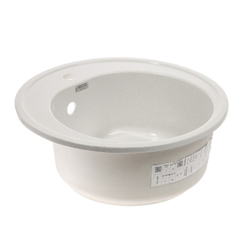 Мойка из искусственного камня круглая белая глянцевая AG7C8 500х190 AGATA *1