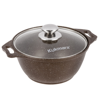 Кастрюля алюм. литая а/приг. Kukmara "Мраморная" кофейный 2,0л Стекл.кр. кмк22а *1/3 Кастрюля алюм. литая а/приг. Kukmara "Мраморная" кофейный 2,0л Стекл.кр. кмк22а *1/3