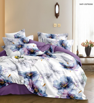 Постельное белье 2сп поплин на резинке Орхидея 6957, 6968 наволочки 70*70 - 2шт *1/4